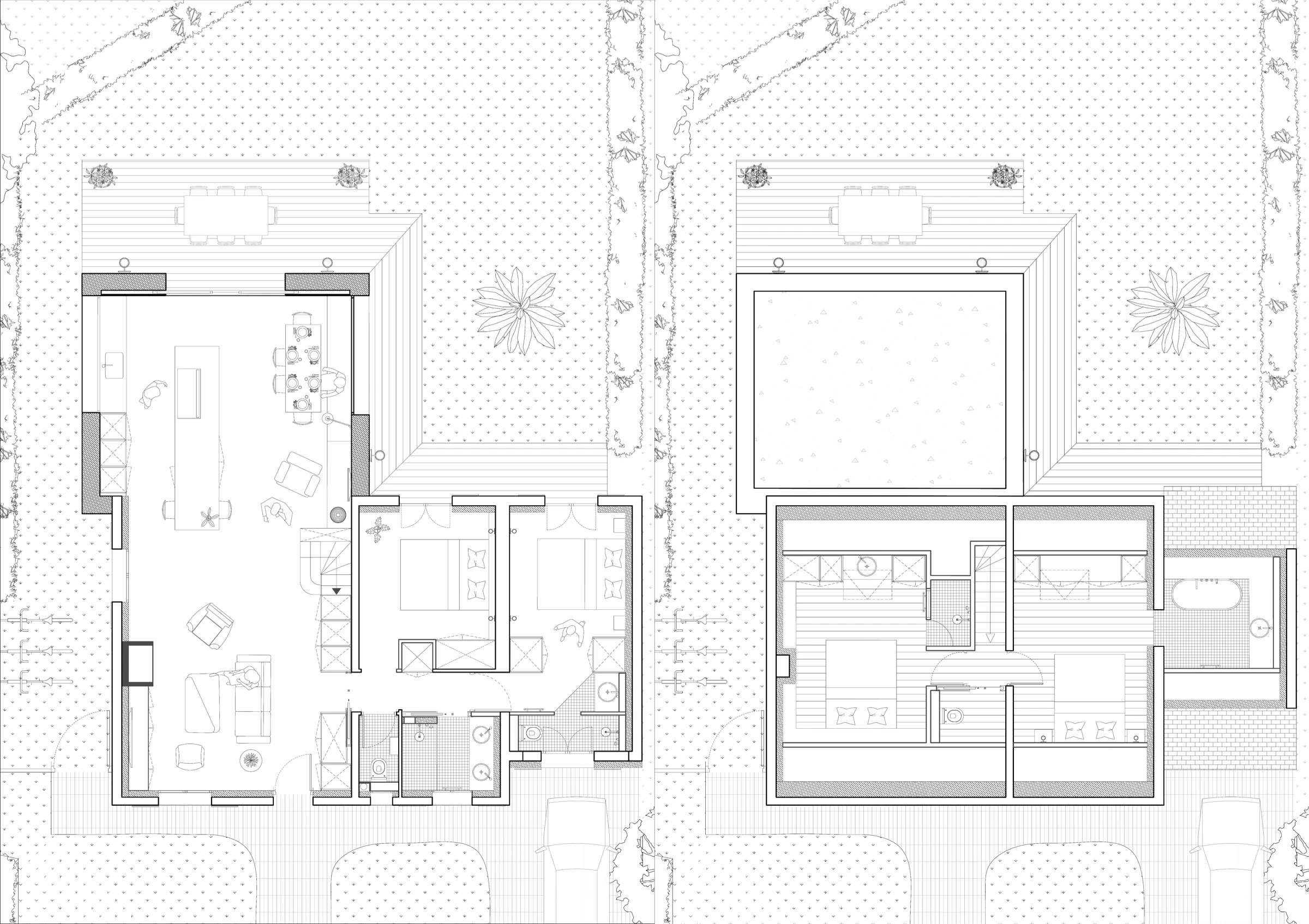 Plans du projet avec l’extension, rez-de-chaussée et étage